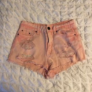 BDG high rise pink jean shorts